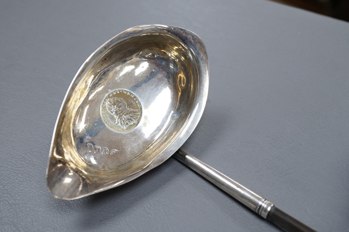 A George IIl silver oval mustard, Crispin Fuller, London, 1800, a matched pair of Victorian silver salts, one Irish, one English, two silver butter knives and assorted flatware including a William IV Irish silver caddy s